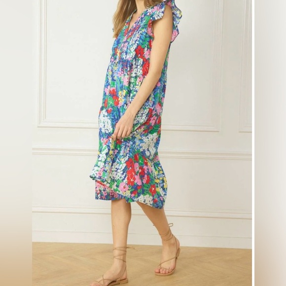 NWT Entro Lillian Floral Print Ruffle Sleeve Dress Size 1XL - Picture 3 of 11